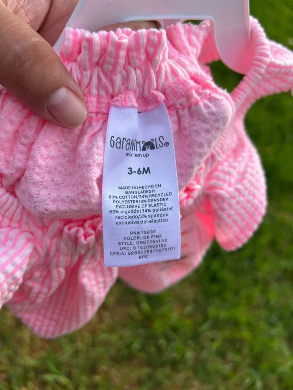 Pink Seersucker Baby Top and bottom  - 3-6M